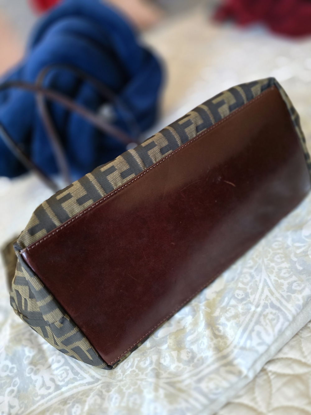Fendi Brown Monogram Tote Bag with Leather Handles - Picture 3 of 16
